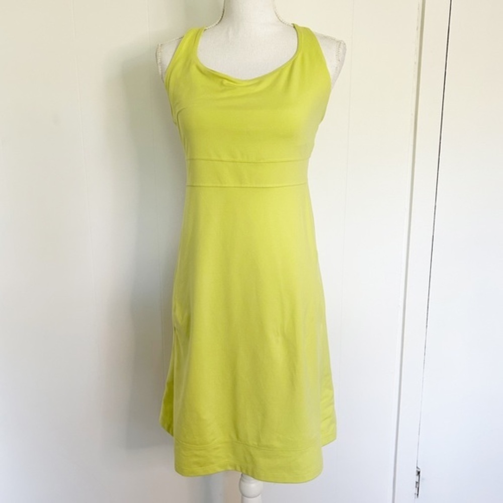 Toad & Co Neon Lime Green Racerback Athletic Dress‎ Shelf Bra Size Small
